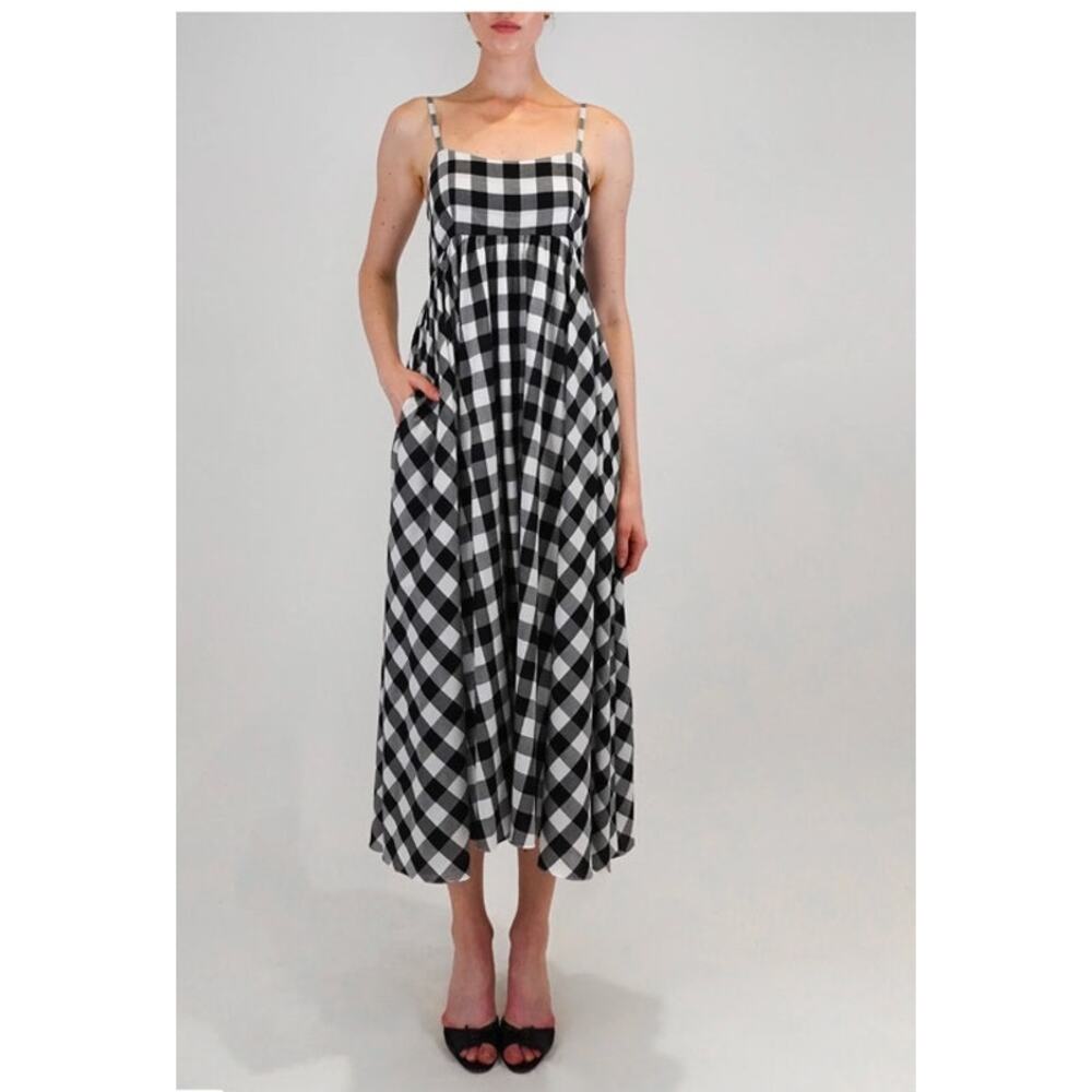 AZEEZA Sz XS Rachel Gingham Midi Dress NWT